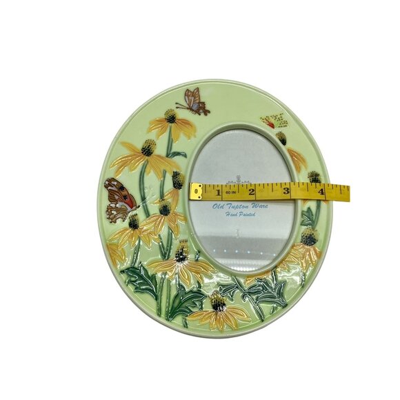 Old Tupton Ware Hand Painted Ceramic Photo Frame Yellow Flowers Butterflies - Picture 2 of 6